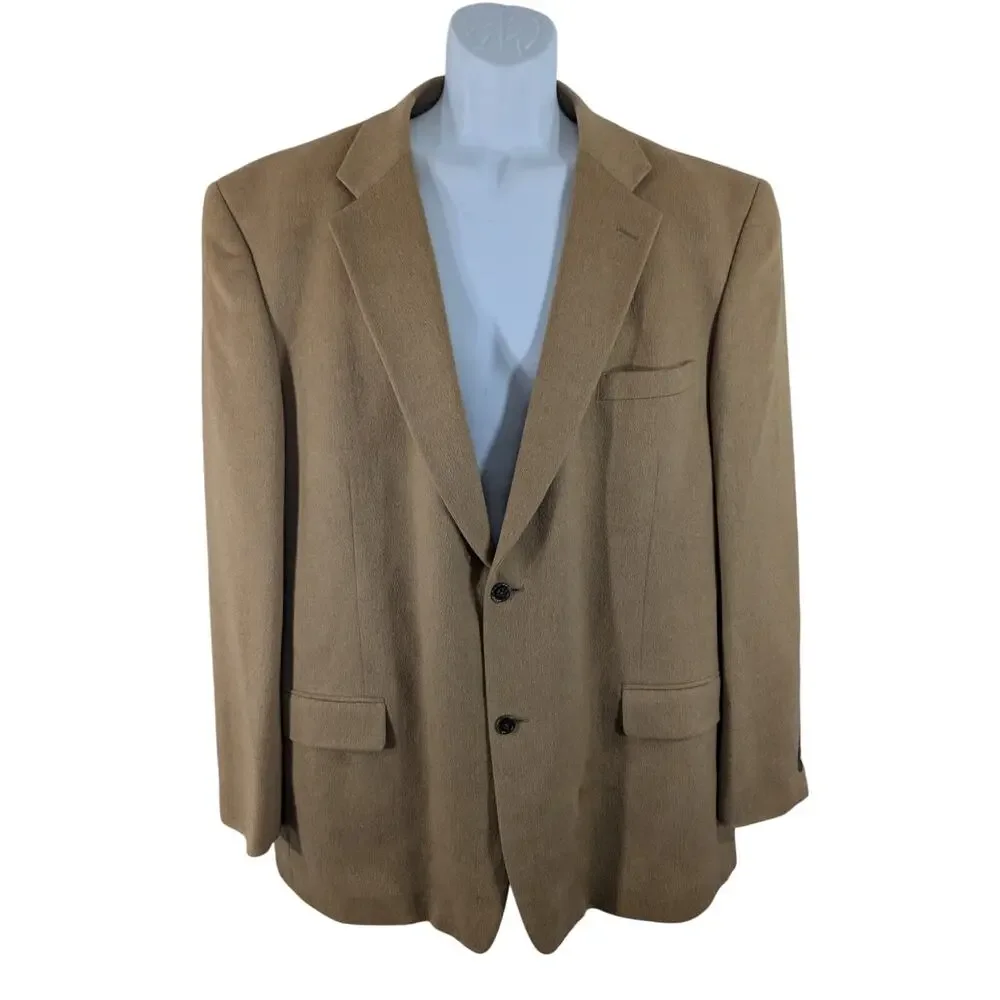 JOSEPH & FEISS! 100% CAMEL HAIR BEIGE/TAN 2 BUTTON, FULLY LINED JACKET! SZ 50XL
